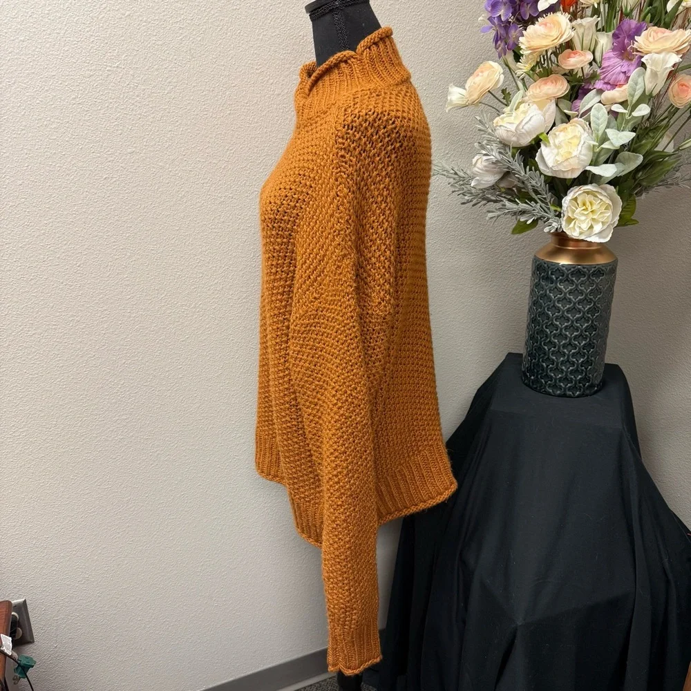 A.N.A Rust Chunky Knit Turtleneck Sweater M | Cozy Fall Winter Pullover Chic - Picture 2 of 7